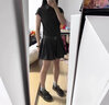 鏡莎夏季灰色polo領短袖連衣裙子女夏氣質(zhì)設計感顯瘦假兩件壓褶百褶裙 黑灰色 均碼（可備注碼數(shù)） 曬單實拍圖