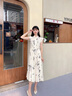歌力思（ELLASSAY）春夏新款荷葉邊新中式素雅印花長裙垂墜連衣裙女EWB332Y07300 黑花卉 XS 曬單實拍圖