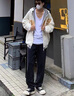 柏銘臣直筒休閑褲男士日系工裝褲子秋冬新款潮牌寬松運(yùn)動(dòng)闊腿長(zhǎng)褲子男 黑色 XL【建議130-145斤】 曬單實(shí)拍圖