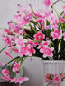 綠秀裝飾假花仿真花室內家居擺設餐桌茶幾擺件客廳塑料插花束小盆栽 炫粉紅新飛蝴蝶3束+瓶 曬單實(shí)拍圖