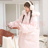 森女部落原創(chuàng  )甜美少女風(fēng)雙面穿厚外套白鴨絨面包羽絨服收腰中長(cháng)款 粉色/白色羽絨服（雙面穿） L 曬單實(shí)拍圖