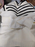 艾珠兒（Aizhuer）法式拼接條紋假兩件針織衫女秋冬減齡漂亮洋氣毛衣甜美泡泡袖上衣 白色 均碼（建議80-140斤） 曬單實拍圖
