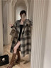 GARNUO格子雙面羊毛大衣女中長(cháng)款高級感秋冬季新款小個(gè)子赫本風(fēng)毛呢外套 格子 M 【101-115】 曬單實(shí)拍圖