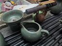 祥業(yè) 紫砂茶寵茶筆托哥窯開(kāi)片可養茶寵青蛙擺件石頭粗陶雕塑工藝品茶道茶具配件 頂天立地(茶托+筆架) 曬單實(shí)拍圖