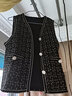 皮爾卡丹（pierre cardin）23年新款馬甲背心女春秋季新款小香風(fēng)粗花呢薄款外搭坎肩百搭馬夾 黑色(好質(zhì)量/精品面料) M 曬單實(shí)拍圖