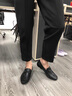 DCK 豆豆鞋夏季休閑鞋男百搭軟底舒適一腳蹬透氣商務(wù)休閑鞋子男 黑色 41 曬單實(shí)拍圖