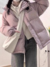 妃莉杋學(xué)院風(fēng)羽絨棉服女2025冬季新款寬松百搭加厚立領(lǐng)面包服棉衣外套女 粉紅色 M 曬單實(shí)拍圖