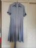 啄木鸟缎面连衣裙女2024夏季新款翻领气质洋气裙子时尚衬衫裙 蓝色 XL建议115-130斤 实拍图