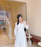登記領(lǐng)證小白裙白色方領(lǐng)連衣裙女長(zhǎng)袖氣質(zhì)長(zhǎng)裙2022春秋大擺裙子女人味 白色 【優(yōu)質(zhì)版】 2XL 【125斤-140斤】 曬單實(shí)拍圖