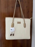 慕昂女神節包包女士2026新款潮夏天簡(jiǎn)約百搭單肩包休閑上班通勤托 白拼卡其有掛件 曬單實(shí)拍圖