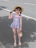 IVY HOUSE常春藤兒童裝女童夏季連體泳衣褲寶寶泳裝泳帽浪漫靈動(dòng)美人魚(yú)造型 粉色泳裝 110 曬單實(shí)拍圖
