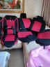 車(chē)鞍 汽車(chē)座套仿亞麻布藝四季通用汽車(chē)坐墊全包卡通公仔可愛(ài)萌座墊 B15激情紅-豪華版-頭靠連體 五座通用款式-下單留言車(chē)型 曬單實(shí)拍圖