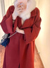 APLKTE西西里紅色雙面羊毛大衣女中長(cháng)款2026秋冬新款寬松感毛呢外套 紅色 XL 建議151-170斤 曬單實(shí)拍圖