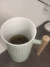 鼎藝新款北歐風(fēng)陶瓷杯馬克杯水杯辦公杯咖啡杯牛奶杯陶瓷杯辦公可定制 木柄馬克杯清新綠 曬單實(shí)拍圖