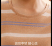 三針純棉秋衣女舒絨棉加厚條紋媽媽保暖上衣單件秋冬內(nèi)搭打底衫加厚 藍咖條【女圓領(lǐng)單衣】 L 曬單實拍圖