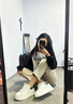 他她（TATA）秋商場(chǎng)同款厚底休閑小白鞋增高板鞋女面包鞋WN801AM4 米白/黑 37 曬單實(shí)拍圖