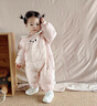 班喜迪嬰兒衣服秋冬裝嬰幼兒連體衣寶寶加絨夾棉外出服冬季保暖哈衣棉服 粉色 90cm 曬單實(shí)拍圖