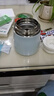 恩爾美（nRMEi）迷你燜燒杯316不銹鋼嬰兒燜燒壺小型悶燒杯保溫飯盒桶燜煮粥湯杯 灰豆綠【配餐具+保溫袋】 600ml 曬單實(shí)拍圖