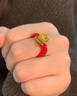 中國黃金（CHINA GOLD）蓮花黃金戒指女士足金編織繩活口戒三八節女神禮物送女友老婆結婚 足金蓮花戒指-紅繩約0.1g 曬單實(shí)拍圖