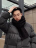 目丸圍巾男士潮流個性毛線針織韓版圍脖男百搭生日禮物冬季時尚青年 黑色-麻花圍巾 曬單實拍圖