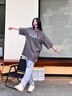 Foss Phil短袖t恤男女士夏季麂皮絨美式潮流簡(jiǎn)約印花打底衫男裝DT11深灰XL 曬單實(shí)拍圖