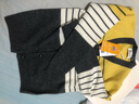 恒源祥男童純羊毛衫中大童毛衣條紋開(kāi)衫外套兒童針織衫寶寶百搭潮流 深灰/白/黃 150 曬單實(shí)拍圖