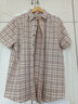 守約賢者夏季薄款短袖襯衫男棉麻寬松格子衫亞麻襯衣男士休 1217卡其 4XL建議200-215斤 曬單實(shí)拍圖