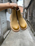 波佐斯（POEZONIS）切爾西靴男英倫風(fēng)真皮高幫煙筒靴子男士秋冬季加絨保暖機車(chē)馬丁靴 黃色（四季單鞋） 41 曬單實(shí)拍圖