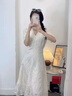 RUIQIUER連衣裙女夏季新款女裝法式氣質(zhì)小香風(fēng)v領(lǐng)收腰顯瘦小個(gè)子裙子夏天 米色連衣裙 M 曬單實(shí)拍圖