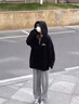 真維斯（JEANSWEST）連帽衛衣男女款帽衫春秋青少年帶帽子套頭衣服寬松加大碼休閑外套 深灰（修補心） M (推薦90-100斤) 曬單實(shí)拍圖
