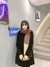 瑪麗亞·古琦（MARJA KURKI）絲光羊毛圍巾女冬媽媽款 保暖女士圍巾披肩兩用禮盒裝 格紋圍脖女 棕色 曬單實(shí)拍圖
