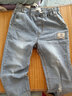 夕楠夏季薄款松緊腰牛仔褲女直筒七分褲寬松彈力褲休閑高腰褲 7903藍色 L -115斤以下 曬單實(shí)拍圖