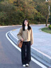 蔓爾依休閑褲女裝春秋季穿搭套裝2025新款韓版時尚小香風(fēng)毛呢外套闊腿褲 外套+褲子 M 曬單實拍圖