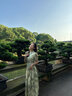 帝弗·潤馳新中式連衣裙女夏季輕奢國風(fēng)高端褶皺設計感印花旗袍裙子 草綠色 M 曬單實(shí)拍圖
