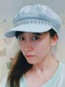 云見森知?dú)W根紗新款八角貝雷帽子女顯臉小薄款韓版珍珠氣質(zhì)鴨舌防曬畫家帽 白色 帽圍：55-59cm 曬單實(shí)拍圖