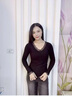 莫代爾保暖上衣女冬季加絨加厚帶胸墊蕾絲拼接V領(lǐng)內搭長(cháng)袖打底發(fā)熱內衣 灰色 均碼80-140斤(袖子加絨) 曬單實(shí)拍圖