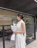 YXHK原創(chuàng)夏無袖女裝春夏新款溫柔仙女裙白色法式連衣裙女收腰掛脖長裙 白色 S 曬單實拍圖