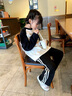 優(yōu)優(yōu)1點(diǎn)（Yoyo one）女童運(yùn)動(dòng)褲兒童春秋款2025新款春季休閑闊腿褲女大童衛(wèi)褲春裝褲子 15186灰白【升級(jí)款-耐磨耐穿】 140cm 曬單實(shí)拍圖