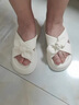 達芙妮厚底拖鞋女外穿涼拖2025夏季新款一字拖女鞋軟底蝴蝶結坡跟踩屎感 米色 37 曬單實(shí)拍圖