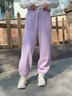名創(chuàng  )優(yōu)品（MINISO）運動(dòng)褲女2025新款春秋款束腳褲紫色休閑衛褲初中生加絨潮流長(cháng)褲子 【加絨款】紫色(新奇點(diǎn)子左下標) M 160 (體重100-115斤) 曬單實(shí)拍圖