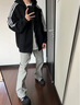 POUM三條杠條紋開衫衛(wèi)衣男春秋款美式復(fù)古連帽上衣服寬松休閑帽衫外套 TMZXFGCD-W666黑色 XL 曬單實(shí)拍圖