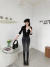 Calvin Klein Jeans秋季女士休閑合體鉚釘排扣毛邊彈力洗水牛仔褲J220551 1BY-牛仔黑 27 曬單實拍圖