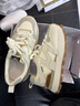ASH BLONDE隱形增高老爹鞋女2024新款韓版透氣夏款跑步運動(dòng)厚底休閑鞋子 米色 36 曬單實(shí)拍圖