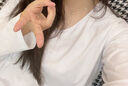妃麗慕尚V領(lǐng)磨毛長袖T恤打底衫女秋冬設(shè)計(jì)感中長款不規(guī)則寬松加厚純色上衣 【春秋款】411純色白色 L 建議120斤以內(nèi) 曬單實(shí)拍圖