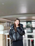 AEMAPE白鴨絨羽絨服女2025秋冬季新款加厚女裝洋氣設計感韓版短款外套 黑色 M 116-130斤 曬單實(shí)拍圖