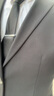 羅蒙（ROMON）高檔定制西服套裝男士商務(wù)休閑小西裝男免燙職業(yè)正裝新郎結(jié)婚禮服 雙扣黑色西服+襯衫+褲子 2XL碼(加8件禮品) 曬單實(shí)拍圖