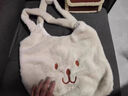 途尊冬季ins軟妹小熊毛絨可愛(ài)毛茸茸包包學(xué)生大容量日系托特單肩少女 米白色 曬單實(shí)拍圖