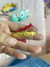 紅色年輪寶寶黃金手鐲3D硬足金聰明伶俐長命富貴鐲子新生嬰兒滿月寶寶金飾 【歲歲平安款】金重:3.31-3.40g 曬單實(shí)拍圖