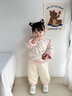 班喜迪女童套裝冬裝寶寶加絨周歲新年衣服冬季中國風兒童唐裝過年拜年服 米色 100 曬單實拍圖