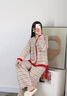 朵朵·可可冬季睡衣女珊瑚絨羽毛紗日系條紋長(cháng)袖長(cháng)褲家居服套裝 藍條紋 M (160) 曬單實(shí)拍圖